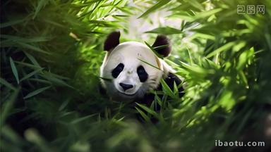 大熊猫吃竹子野生保护动物国宝